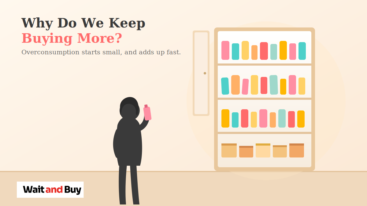 Overconsumption and Shopping Addiction: Why We Keep Buying Things We Don't Need - Mindful Spending & Impulse Buying Illustration