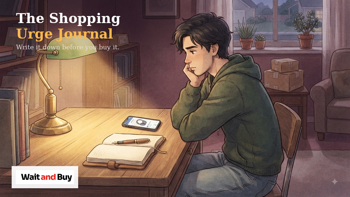Journaling for Shopping Addiction: Can Writing Down Your Urges Help Stop Impulse Buying? - Mindful Spending & Impulse Buying Illustration