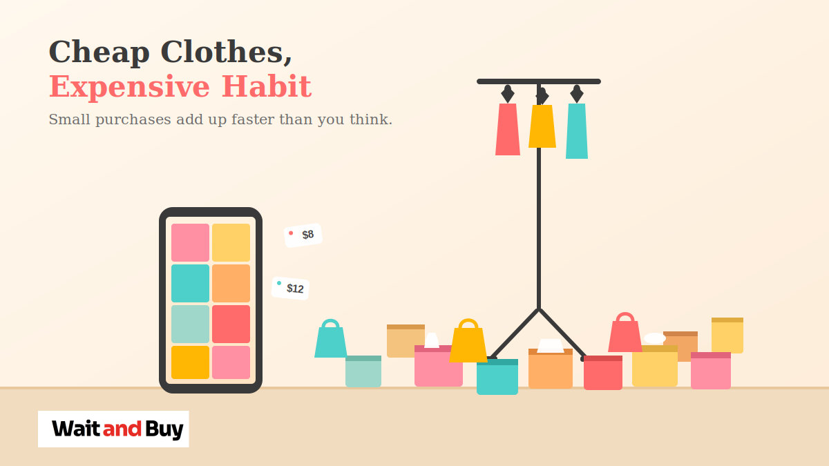 Why Cheap Clothes Lead to Impulse Buying and How to Stop - Mindful Spending & Impulse Buying Illustration