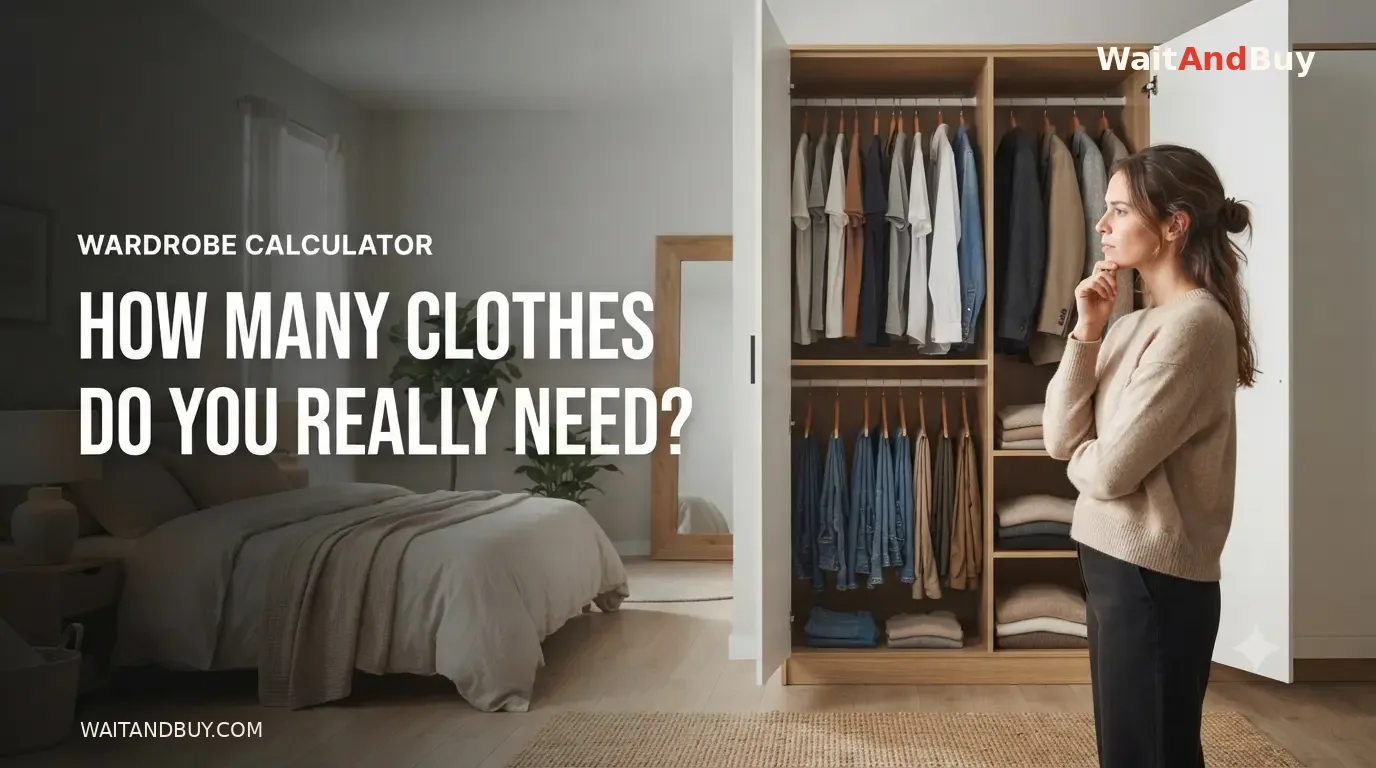 Wardrobe Calculator: How Many Clothes Do You Actually Need? - Mindful Spending & Impulse Buying Illustration