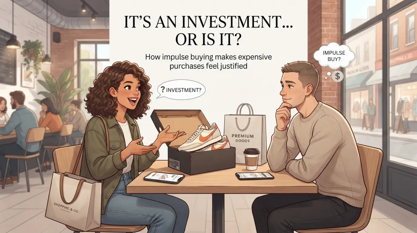 The “It’s an Investment” Trap: How Impulse Buying Justifies Expensive Purchases - Mindful Spending & Impulse Buying Illustration